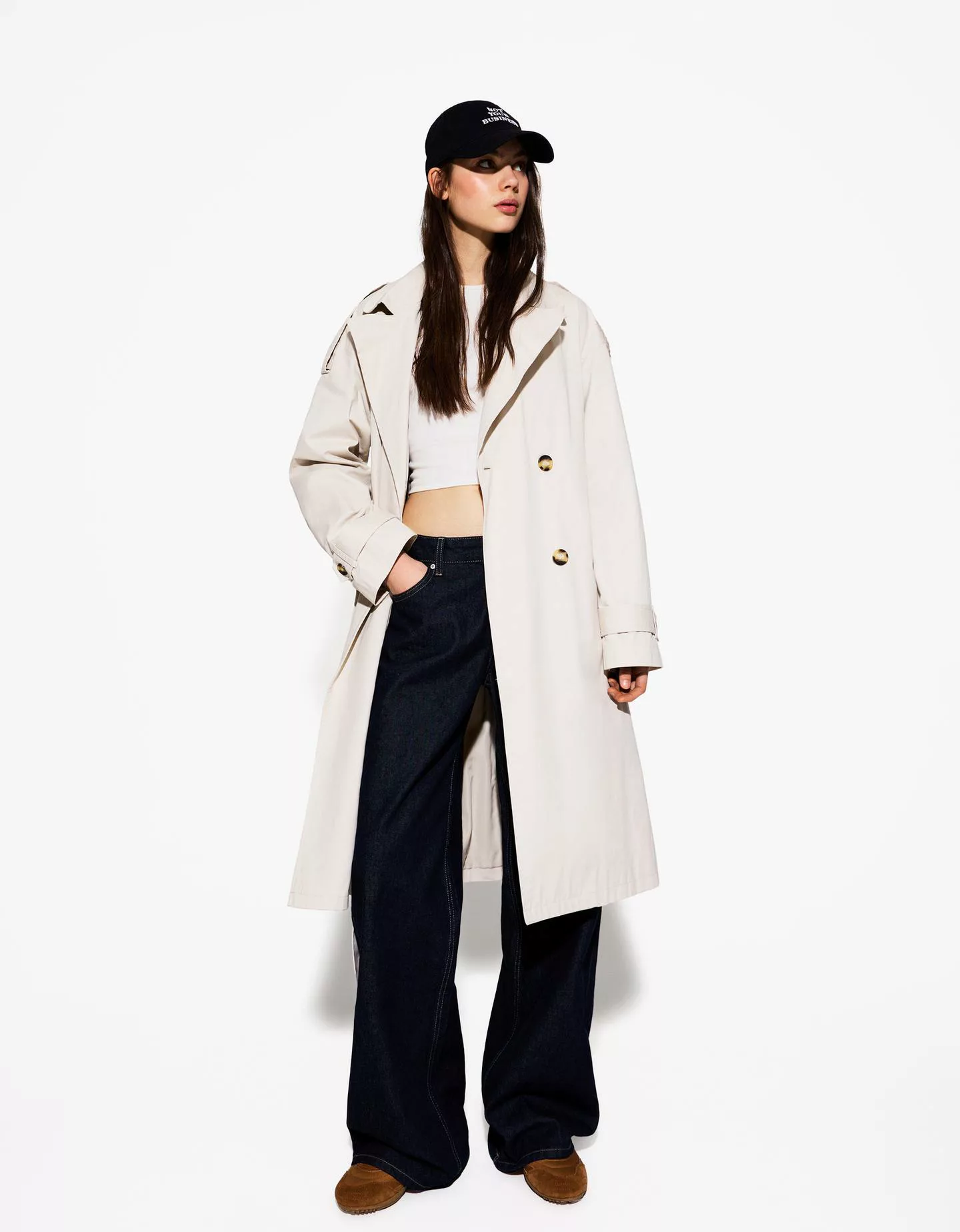 Bershka Trenchcoat Damen Xs Steinfarbe günstig online kaufen