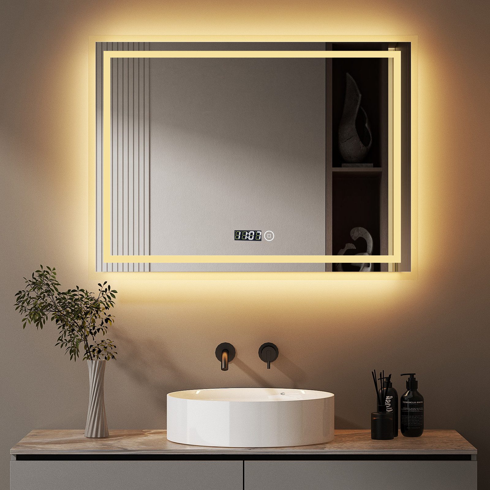 WDWRITTI Badspiegel Badezimmerspiegel Led 100x60 80x60 günstig online kaufen