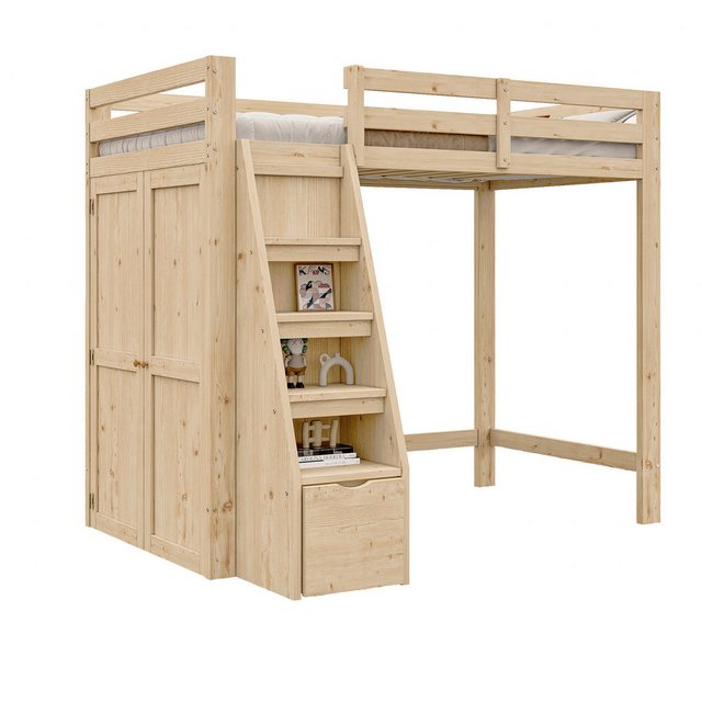 HAUSS SPLOE Kinderbett 90x200cm mit Stauraumleiter, Kleiderschrank, Kinderb günstig online kaufen