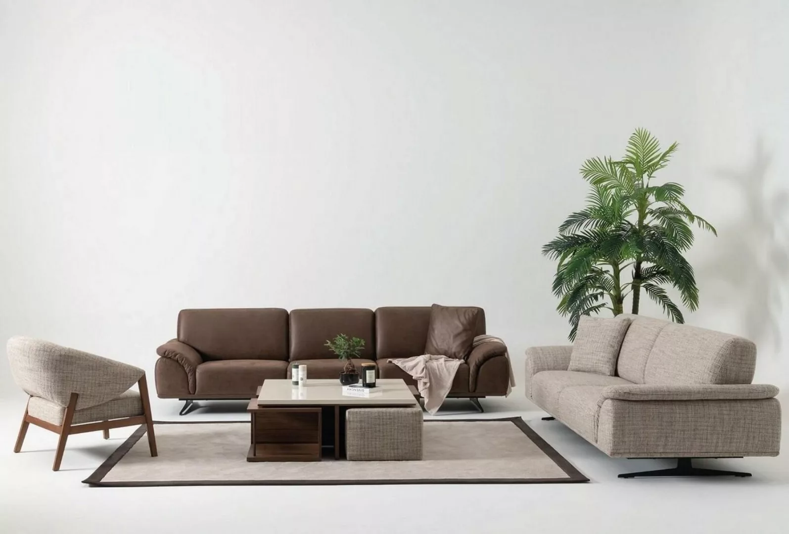 JVmoebel Sofa Sofagarnitur 3+3+1 Sitzer Couch Wohnlandschaft Garnitur Desig günstig online kaufen