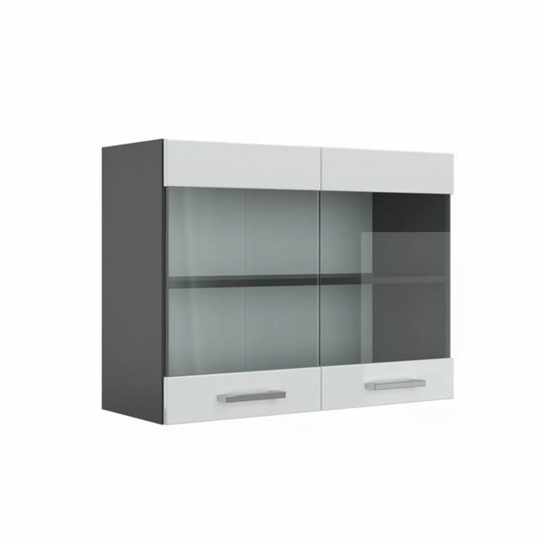 Vicco Glashängeschrank Hängeschrank Küche 80 cm R-Line Anthrazit Weiß Hochg günstig online kaufen