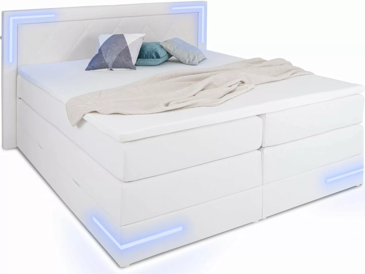 wonello Boxspringbett Arizona, mit LED Beleuchtung und Topper, wahlweise mi günstig online kaufen