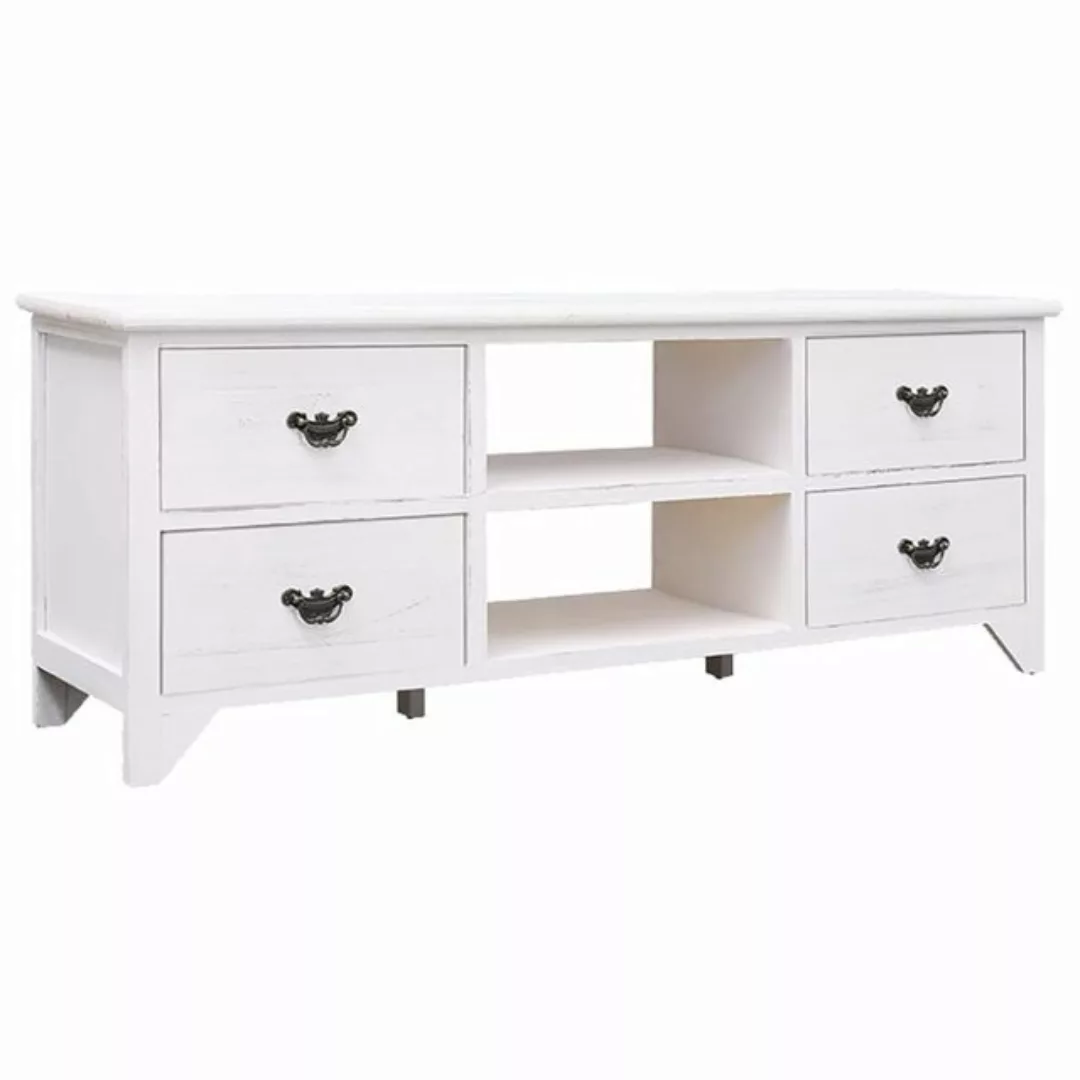 vidaXL TV-Schrank TV-Schrank Antik-Weiß 108x30x40 cm Massivholz Paulownia ( günstig online kaufen