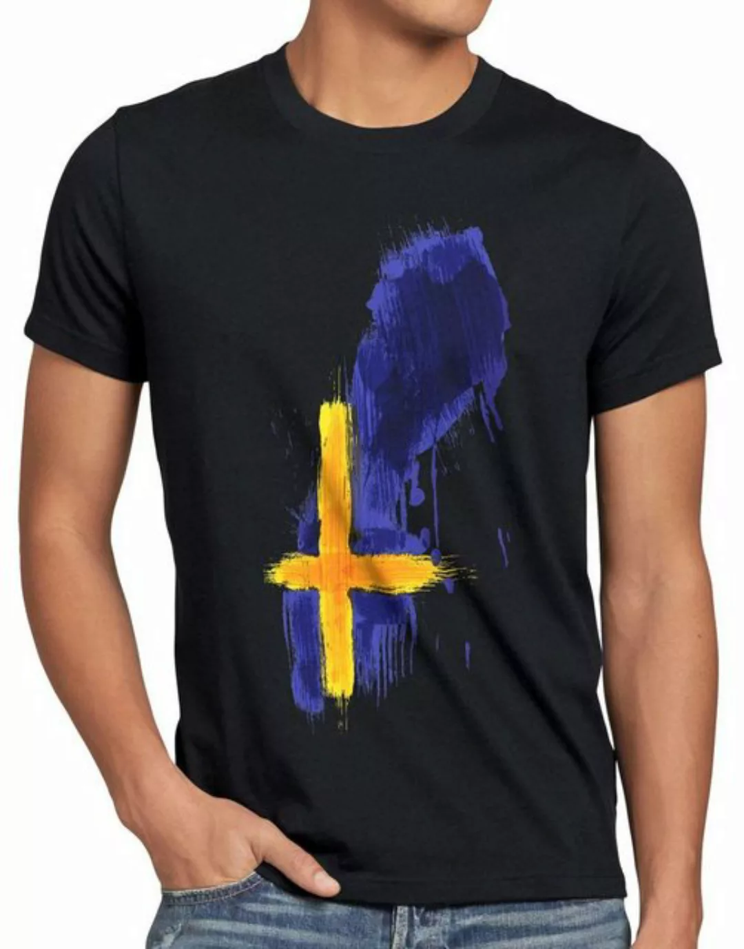 style3 T-Shirt Herren T-Shirt Flagge Schweden Fußball Sport Sweden WM EM Fa günstig online kaufen