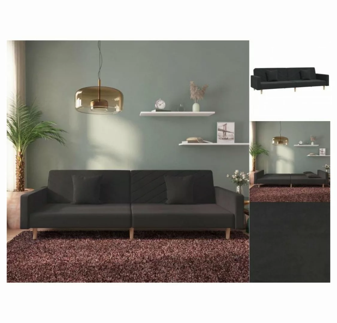 vidaXL Sofa Schlafsofa 2-Sitzer mit 2 Kissen Schwarz Samt Schlafcouch Schla günstig online kaufen