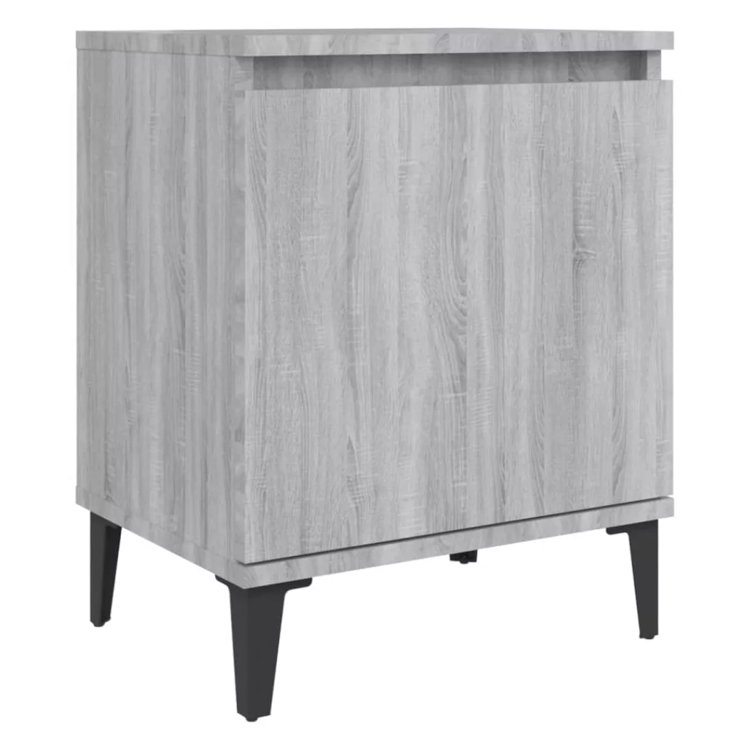 Vidaxl Nachttisch Mit Metallbeinen Grau Sonoma-eiche 40x30x50 Cm günstig online kaufen