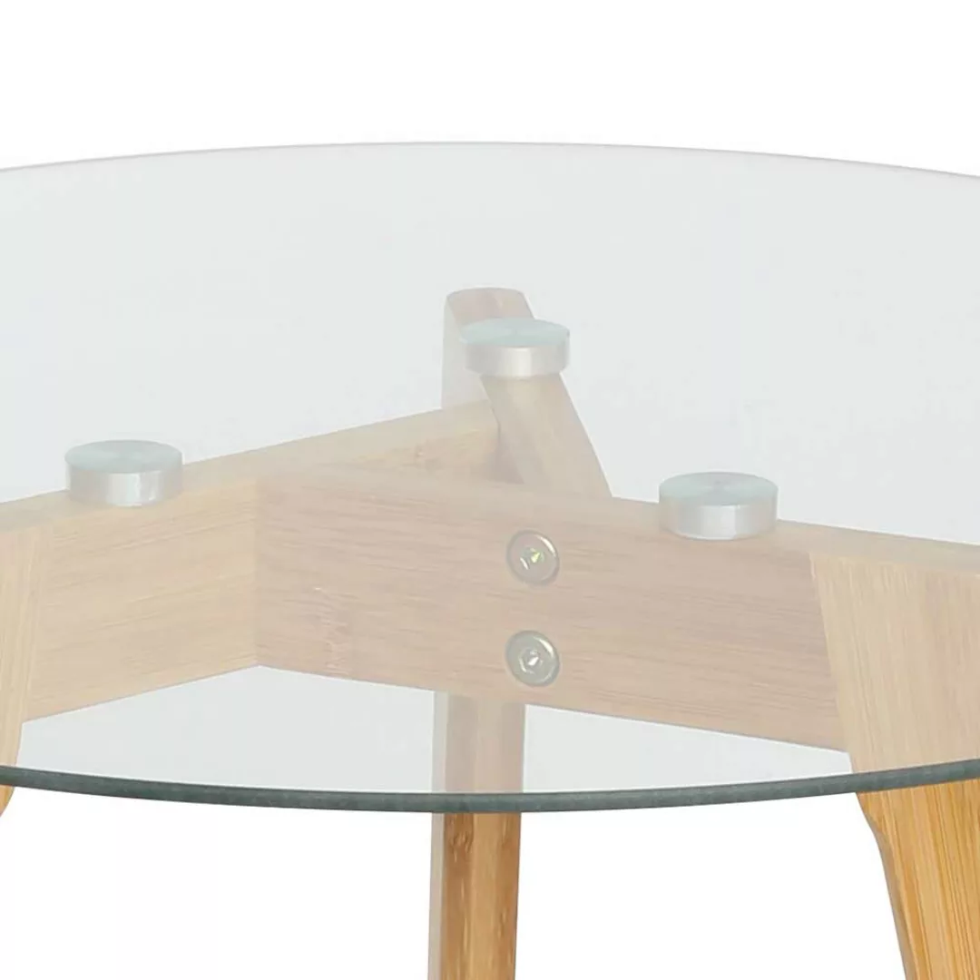 Beistelltisch Holzoptik mit runder Glasplatte Dreifußgestell günstig online kaufen