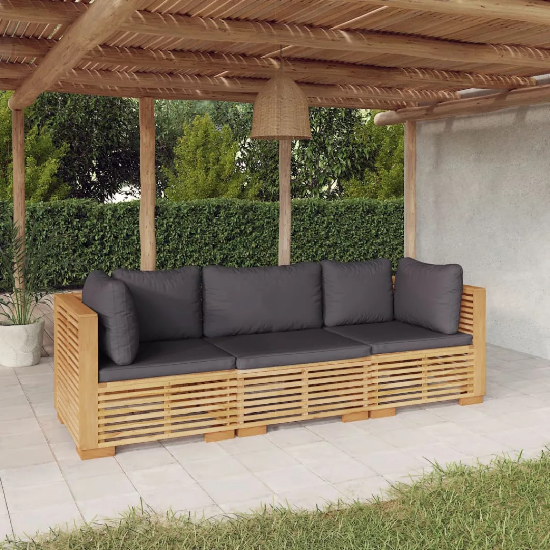 Vidaxl 3-tlg. Garten-lounge-set Mit Kissen Massivholz Teak günstig online kaufen