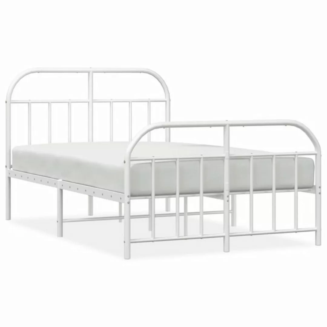 furnicato Bett Bettgestell mit Kopf- und Fußteil Metall Weiß 120x200 cm günstig online kaufen