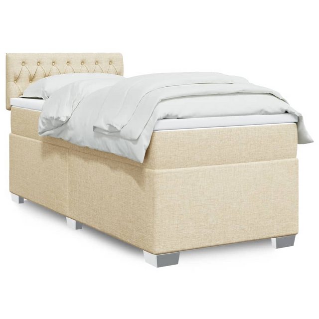 furnicato Bettgestell Boxspringbett mit Matratze Creme 100x200 cm Stoff günstig online kaufen