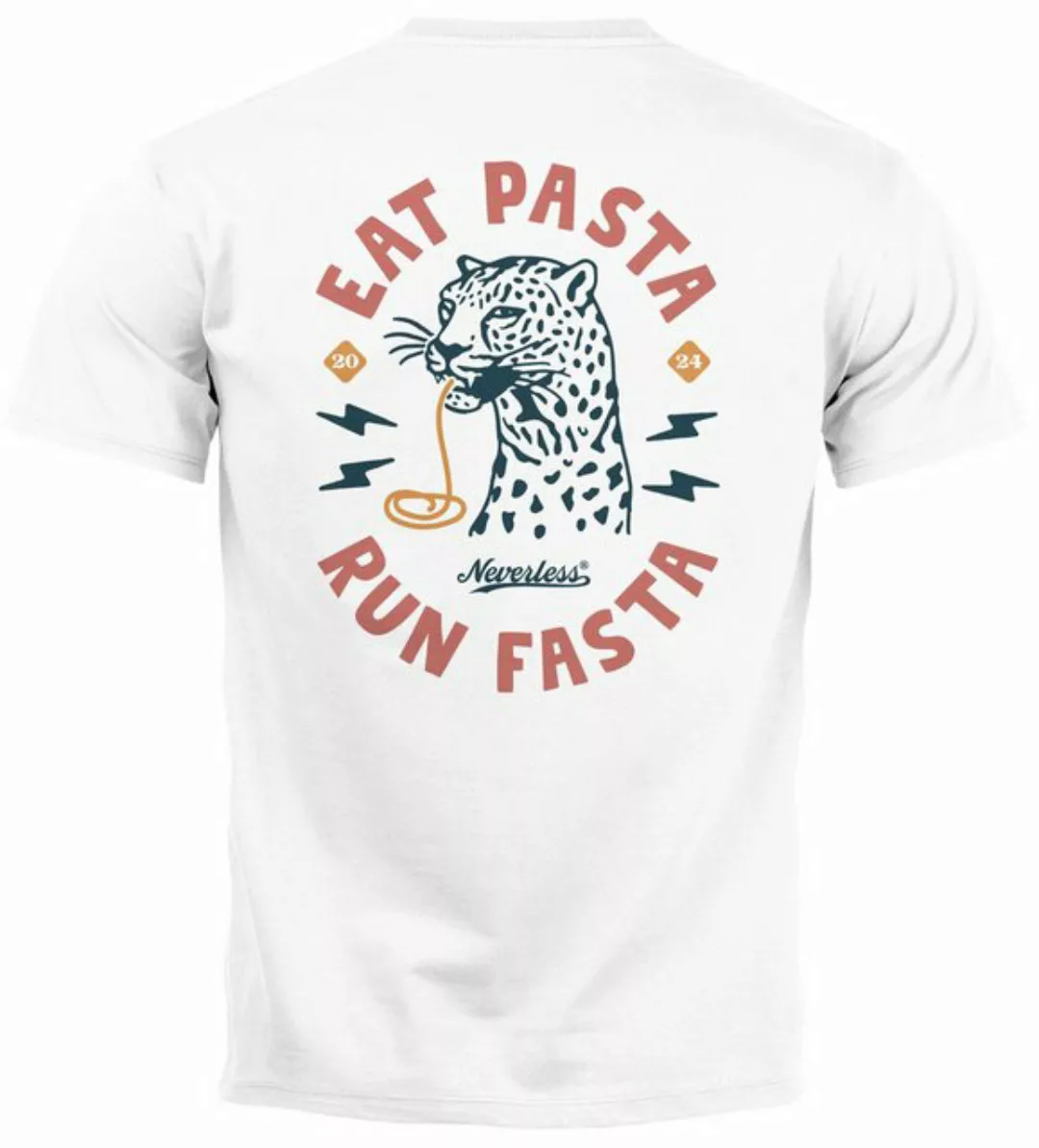 Neverless Print-Shirt Herren T-Shirt Backprint Aufdruck Schrift Eat Pasta B günstig online kaufen