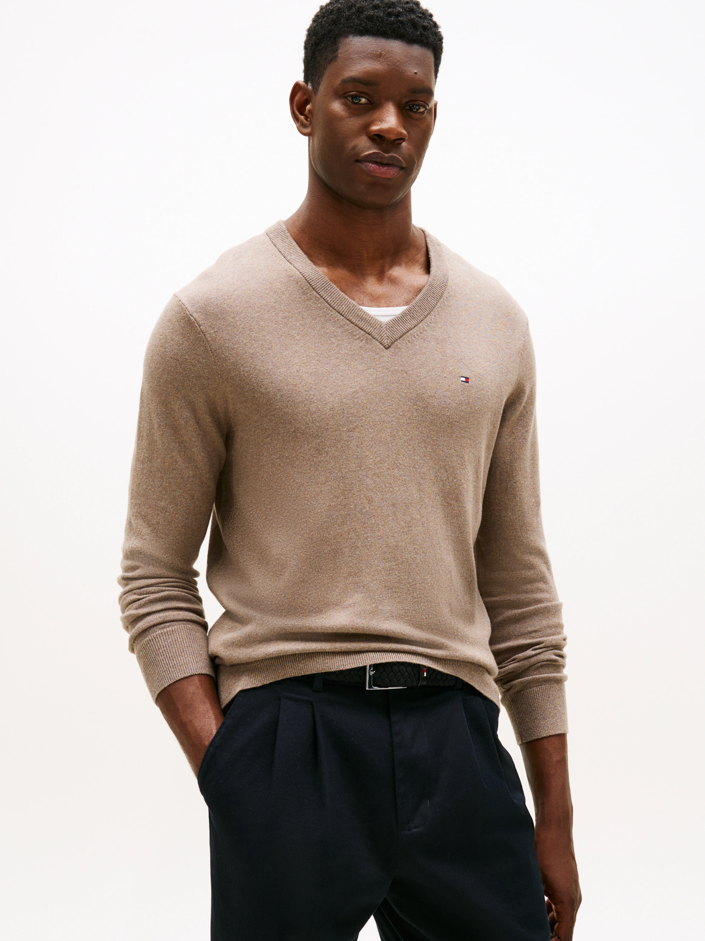 Tommy Hilfiger V-Ausschnitt-Pullover "PIMA ORG CTN CASHMERE V NECK" günstig online kaufen