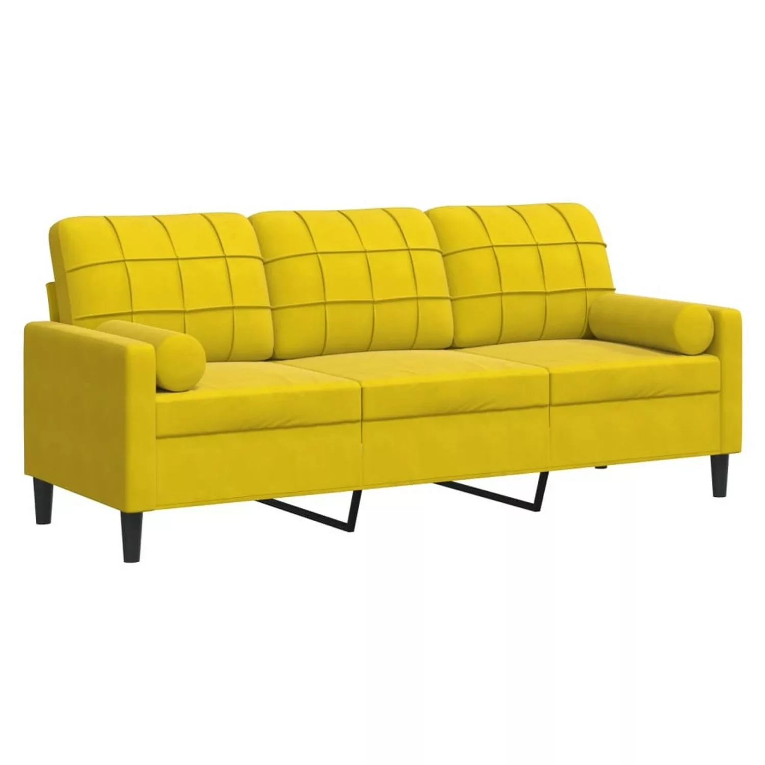 vidaXL Sofa, 3-Sitzer-Sofa mit Zierkissen Gelb 180 cm Samt günstig online kaufen