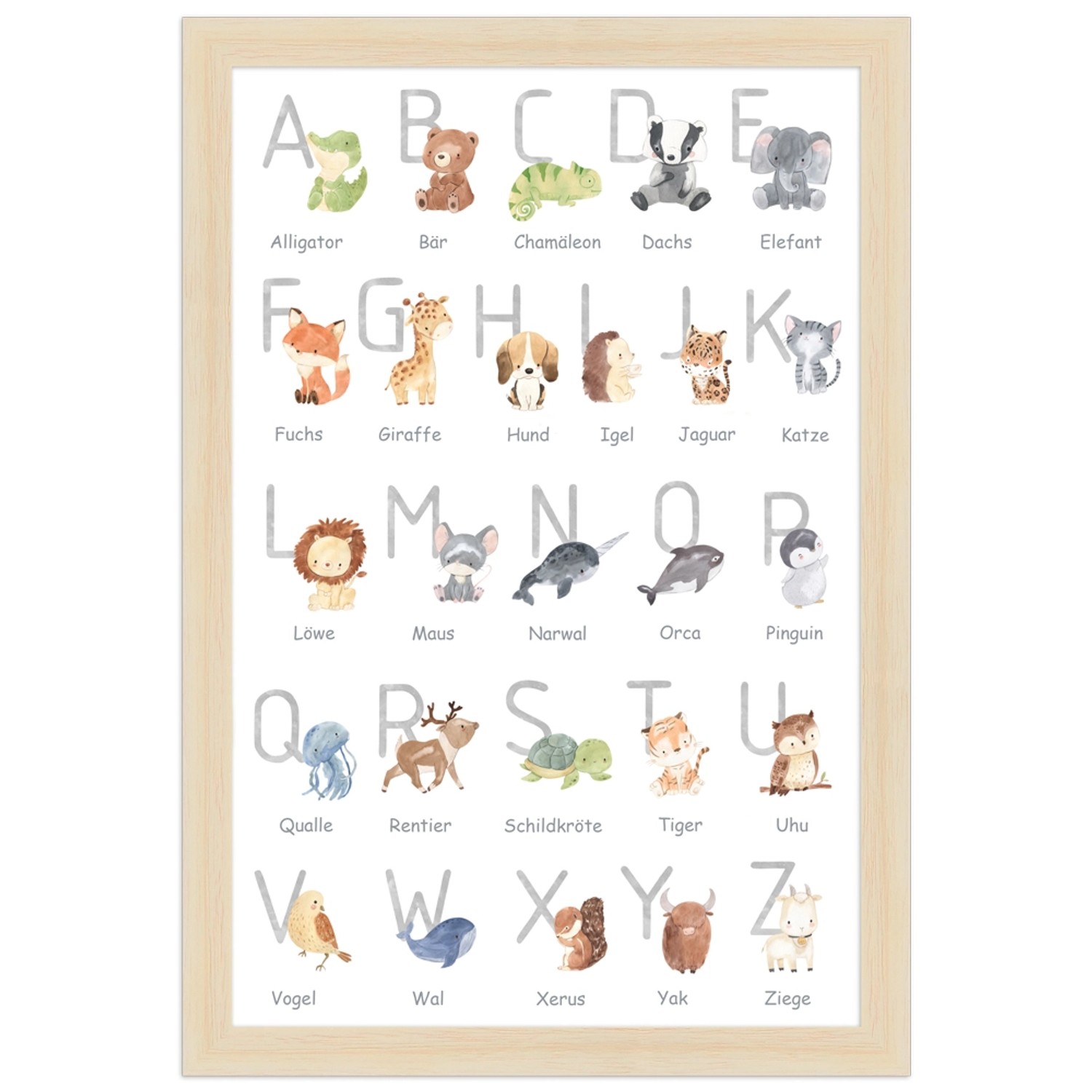 WANDStyle Gerahmtes Poster für Kinderzimmer Alphabet Deutsch 20 x 30 cm günstig online kaufen