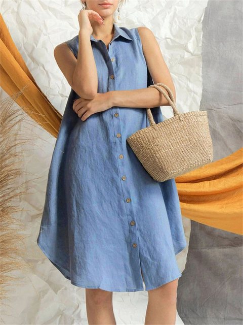 AFAZ New Trading UG Sommerkleid Modisches, einfarbiges, lockeres Hemdkleid günstig online kaufen