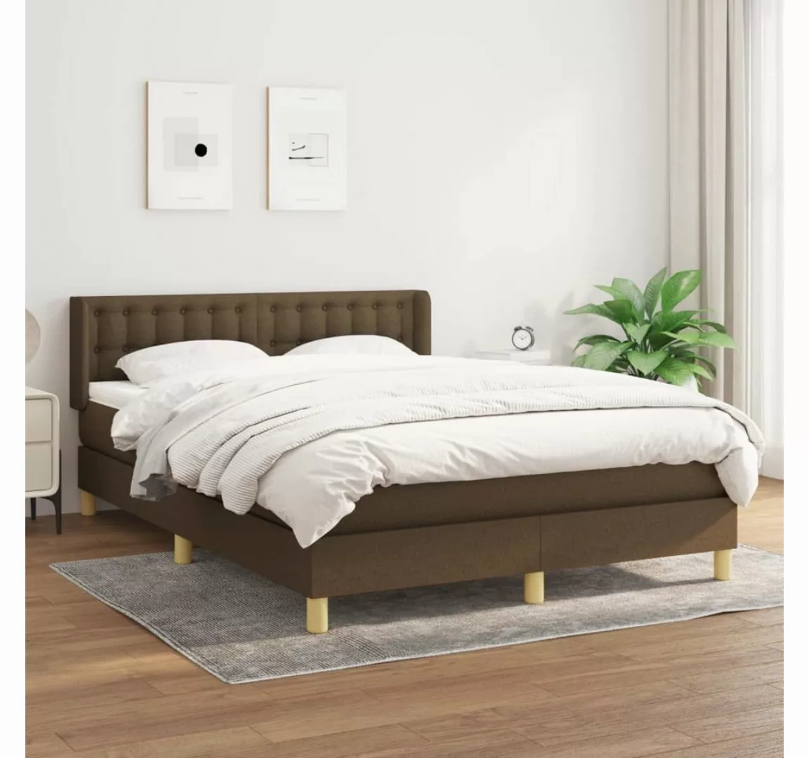 furnicato Bett Boxspringbett mit Matratze Dunkelbraun 140x200 cm Stoff (1-t günstig online kaufen