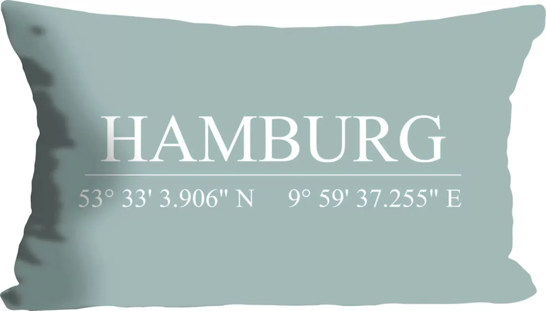 queence Dekokissen »Hamburg«, mit Schriftzug, Kissenhülle ohne Füllung, 1 S günstig online kaufen