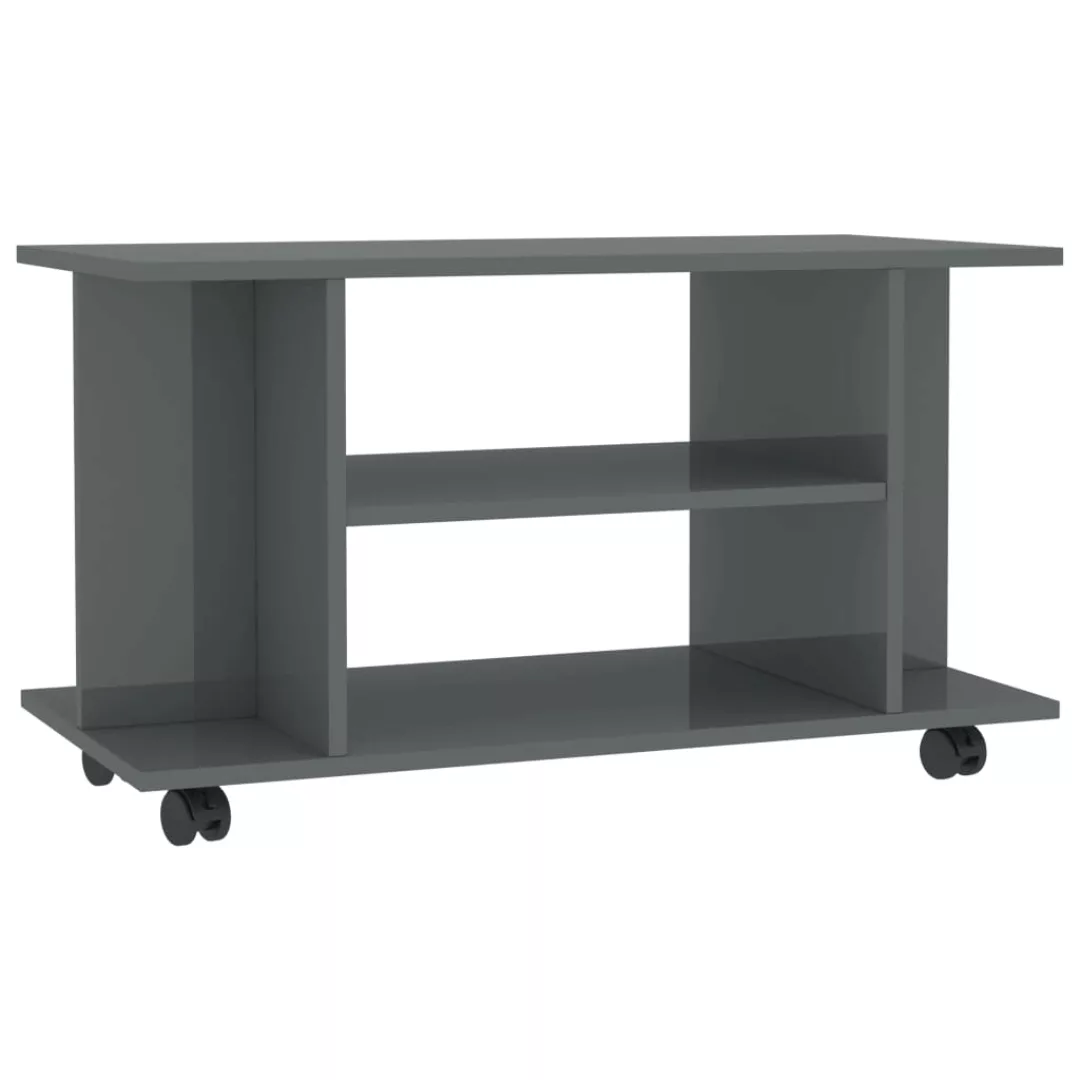 Tv-schrank Mit Rollen Hochglanz-grau 80×40×40 Cm Spanplatte günstig online kaufen