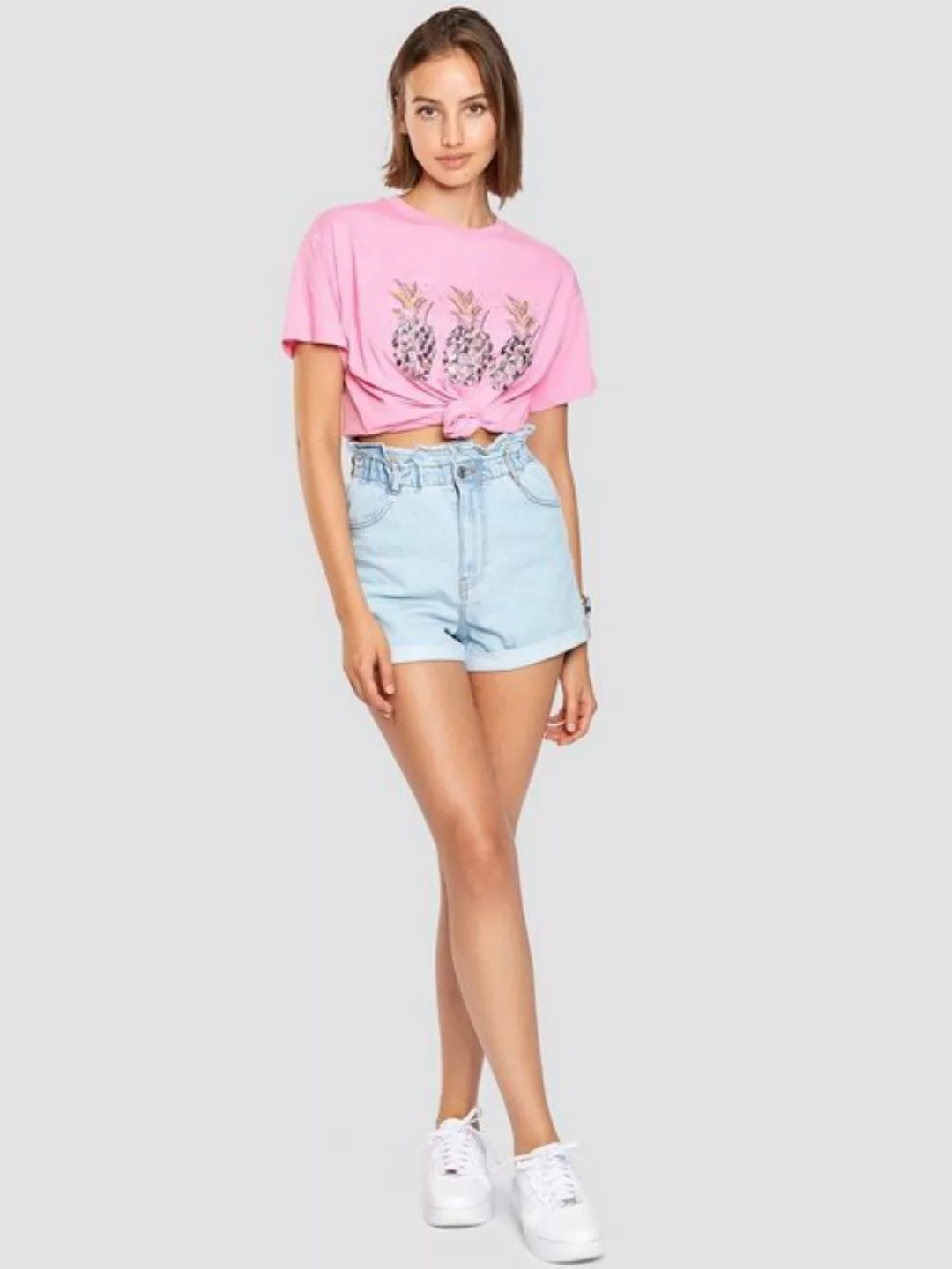 Freshlions T-Shirt T-Shirt Ananas rosa L Pailletten günstig online kaufen