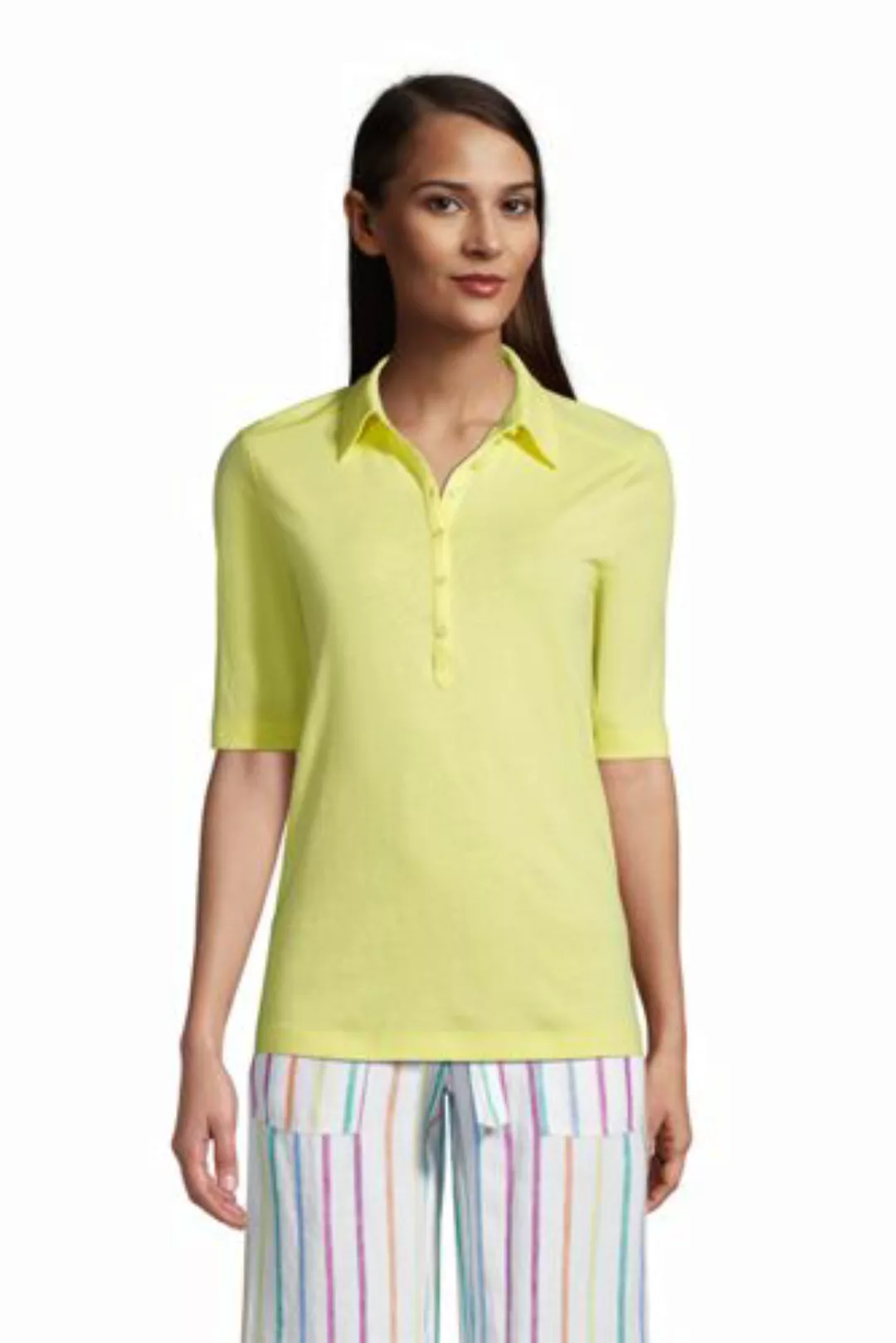 Poloshirt aus Leinenmix, Damen, Größe: M Normal, Gelb, by Lands' End, Gelb günstig online kaufen