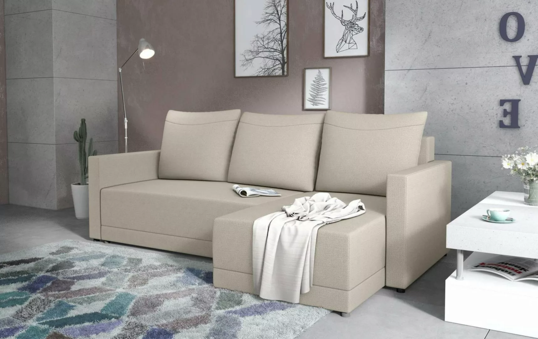 Stylefy Ecksofa Stylefy Tanita Ecksofa, L-Form, Eckcouch, mit Bettfunktion, günstig online kaufen