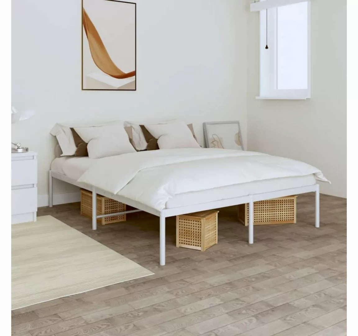furnicato Bett Bettgestell Metall Weiß 140x200 cm günstig online kaufen