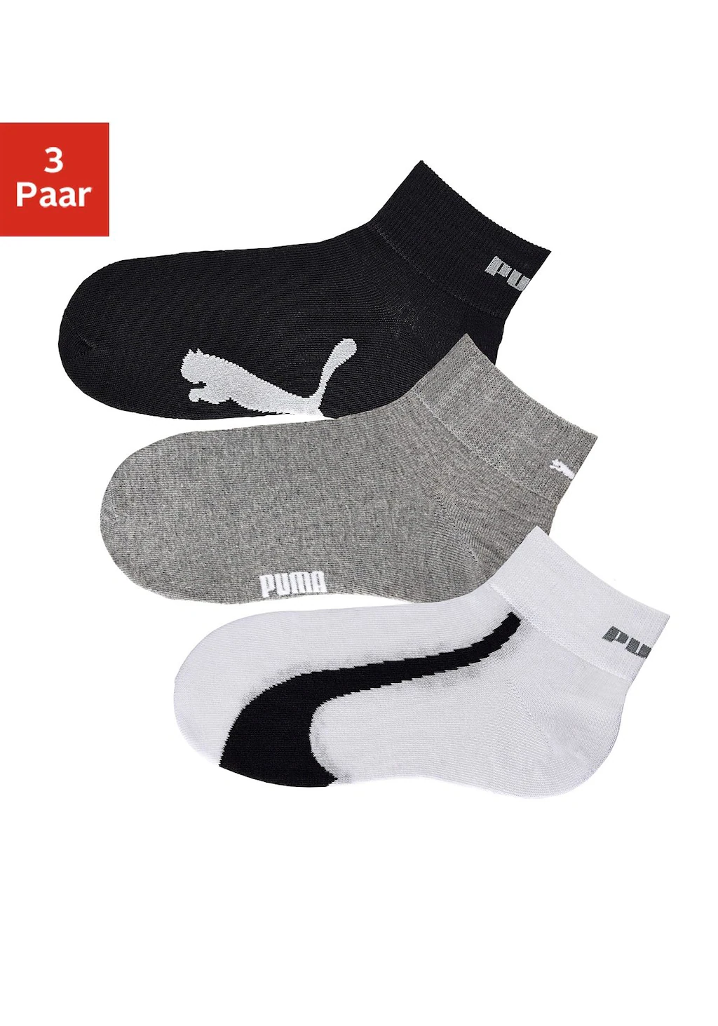 PUMA Sportsocken, (3 Paar), mit kurzem geripptem Schaft günstig online kaufen