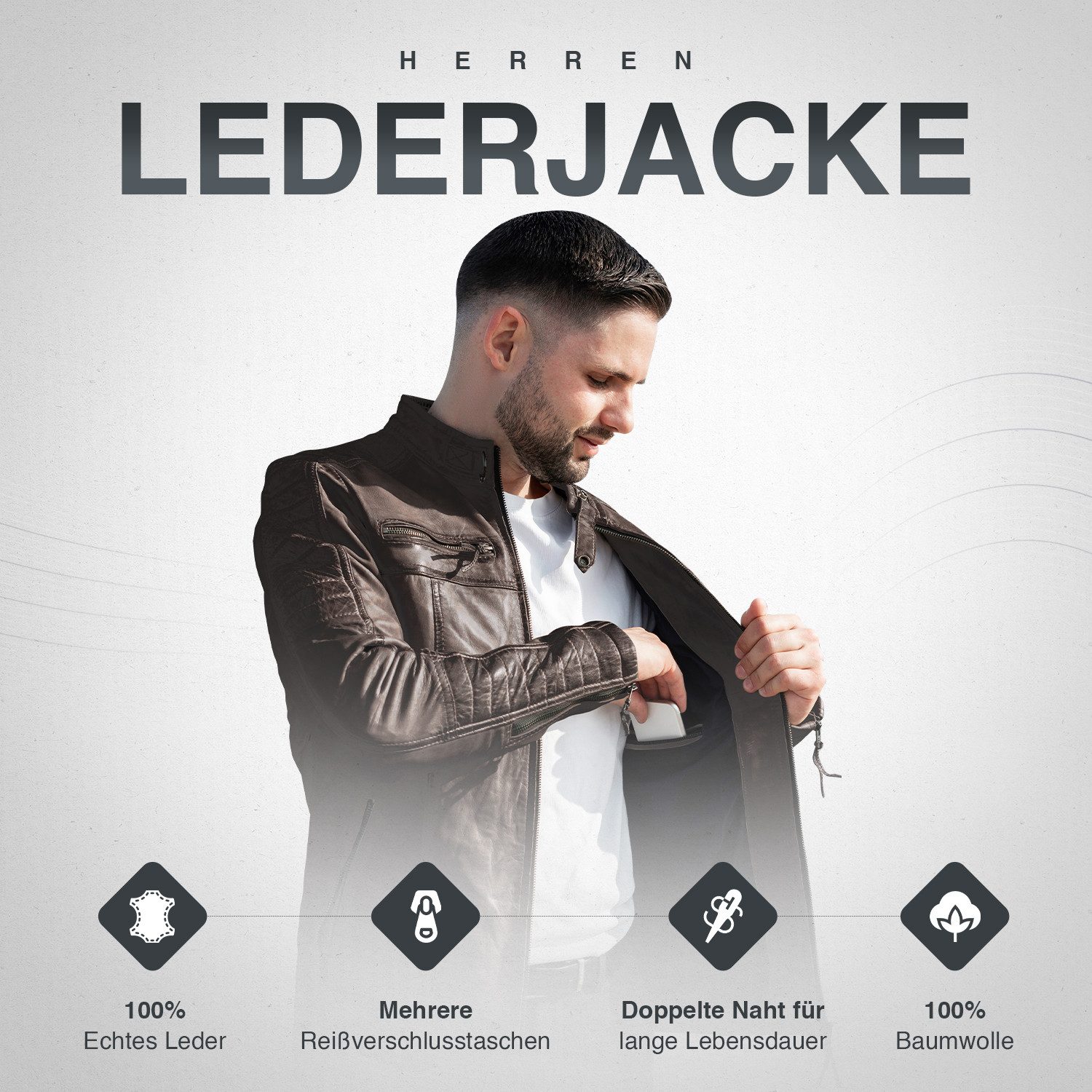 PAULGOS Lederjacke Herren Jacke Übergangsjacke Biker günstig online kaufen
