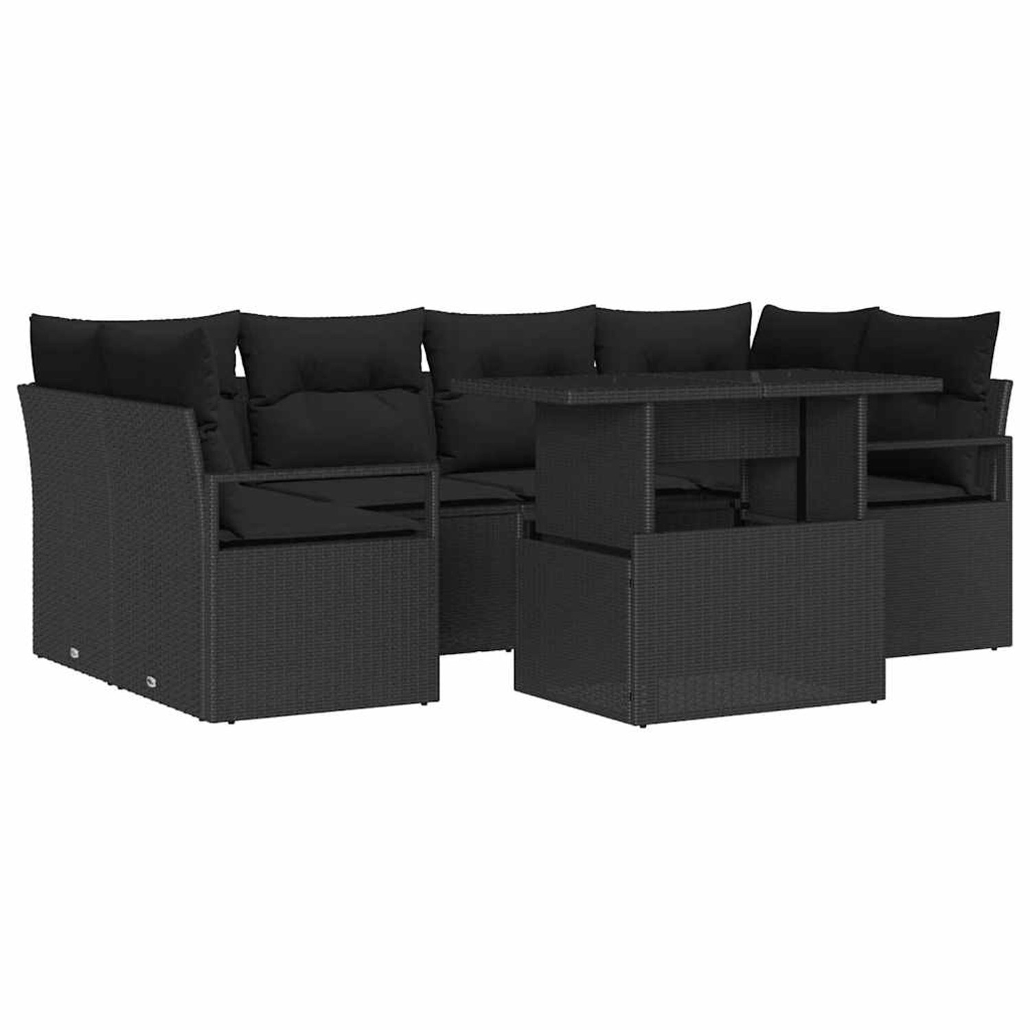 vidaXL Garten-Sofa-Set mit Speicher 7-Tlg Schwarz Poly Rattan 3357496 günstig online kaufen