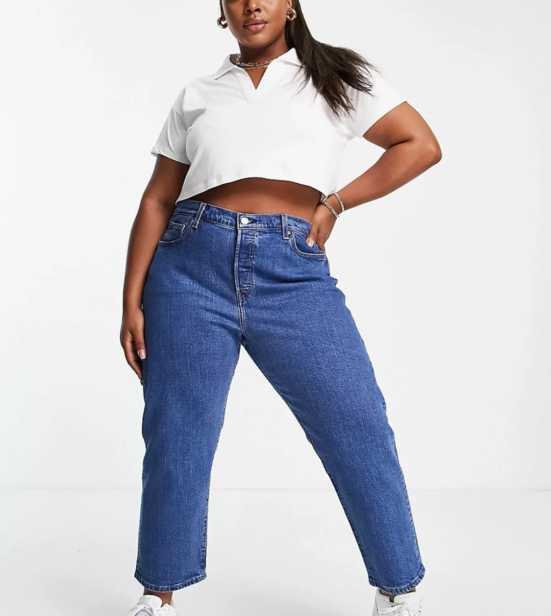 Levi's Plus – 501 – Kurz geschnittene Jeans in Mittelblau günstig online kaufen