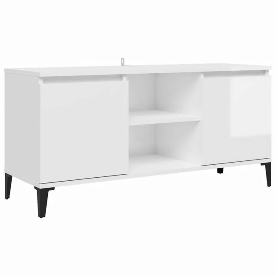 furnicato TV-Schrank mit Metallbeinen Hochglanz-Weiß 103,5x35x50 cm günstig online kaufen