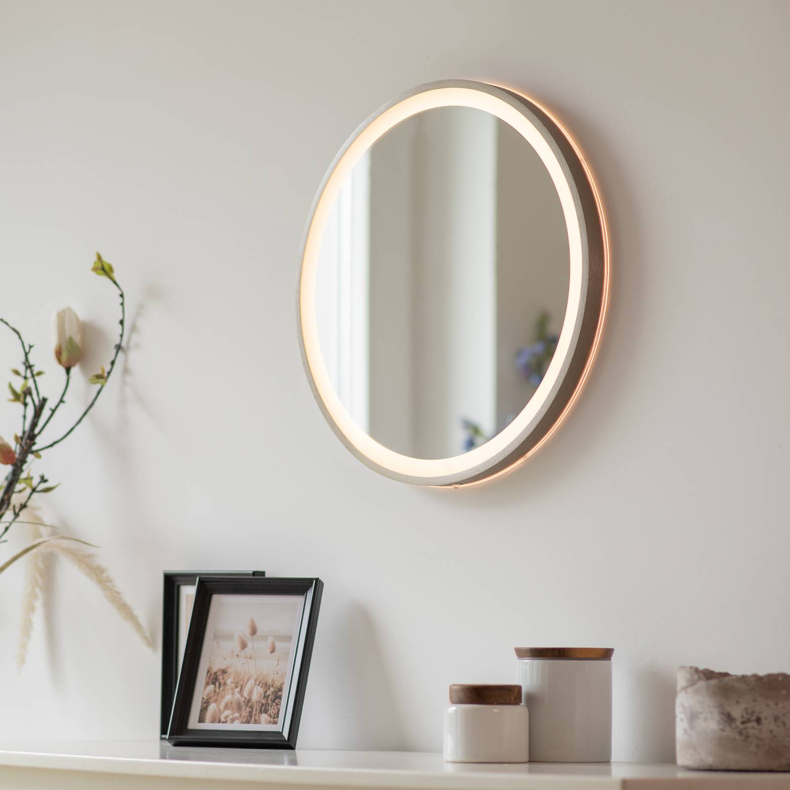 LED-Wandspiegel VIDRO, bronze, Ø 46 cm, Powerbank, Schalter günstig online kaufen