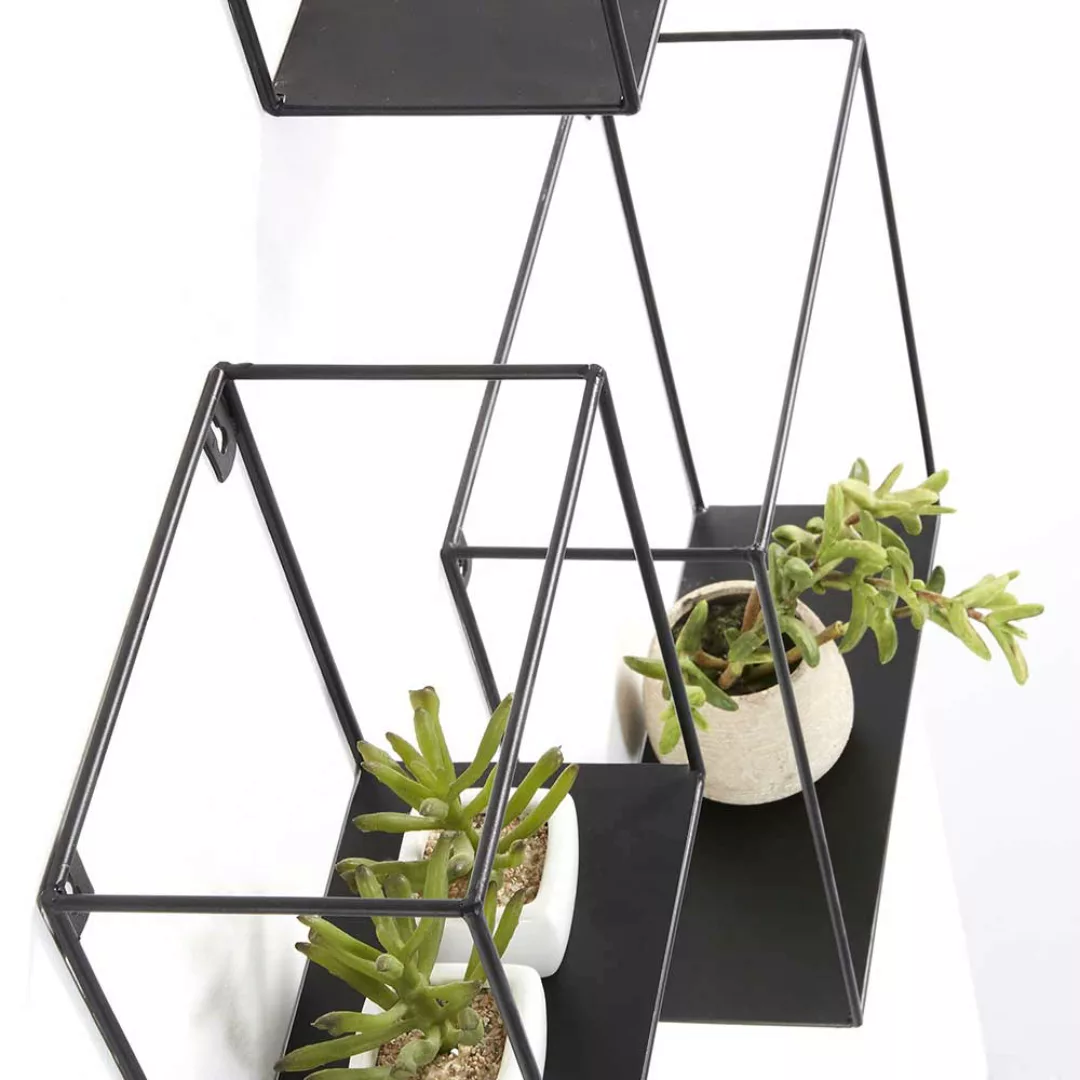 Metall Deko Regal Set in modernem Design schwarz (dreiteilig) günstig online kaufen
