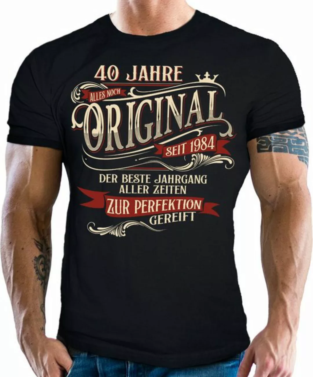 LOBO NEGRO® T-Shirt als Geschenk zum 40. Geburtstag - zur Perfektion gereif günstig online kaufen