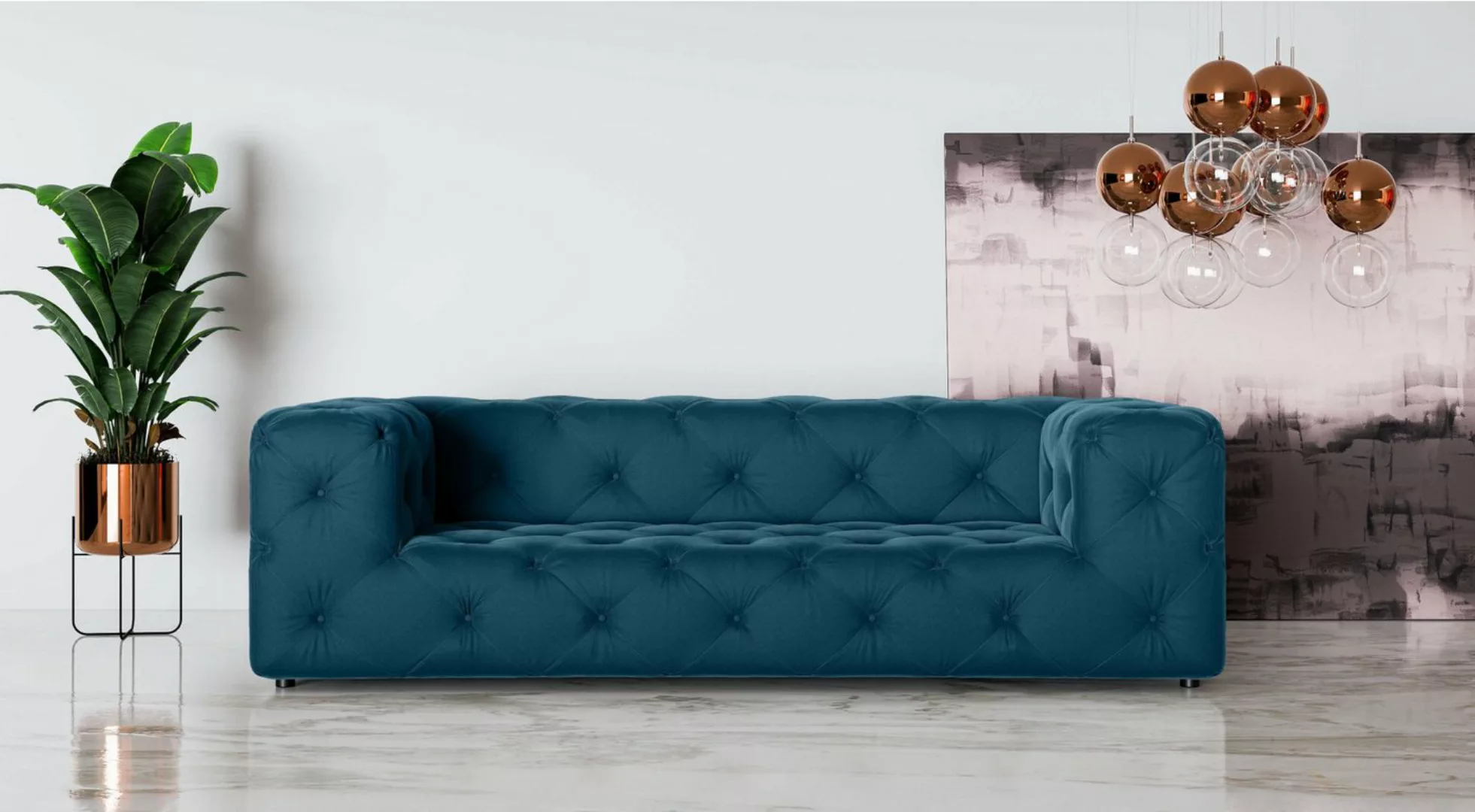 Places of Style 3-Sitzer FOLLINA, 3-Sitzer Sofa mit klassischer Chesterfiel günstig online kaufen