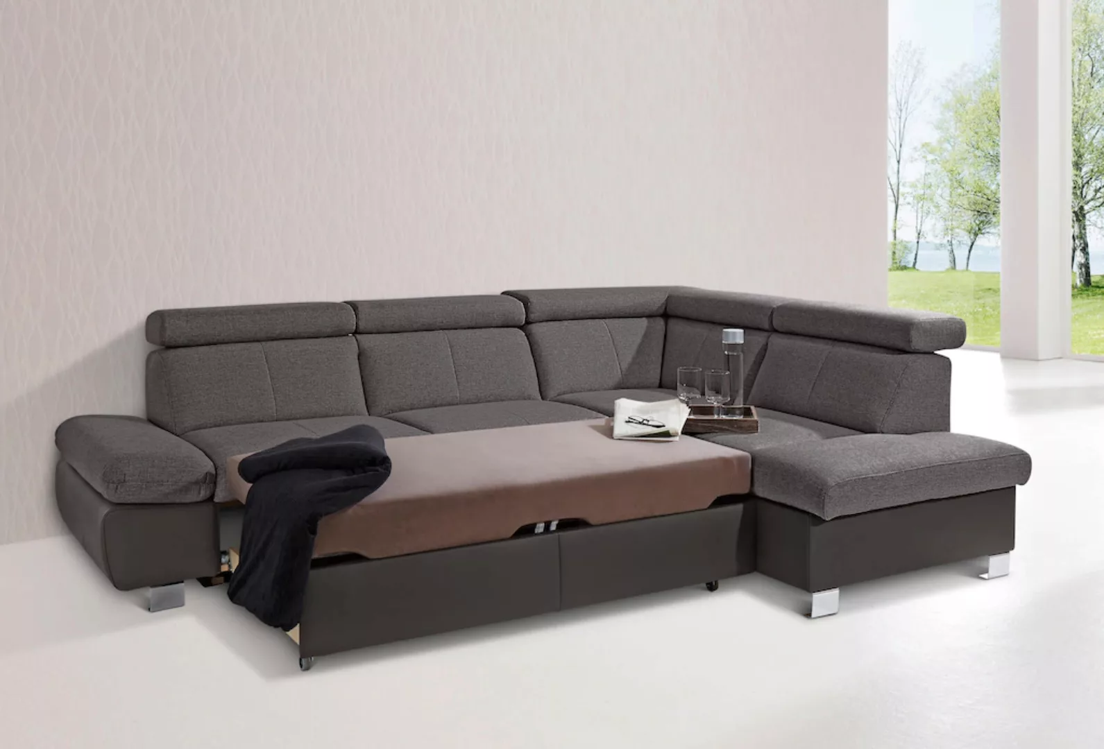 exxpo - sofa fashion Ecksofa "Happy, inkl. Kopf- und Armteilverstellung, L- günstig online kaufen