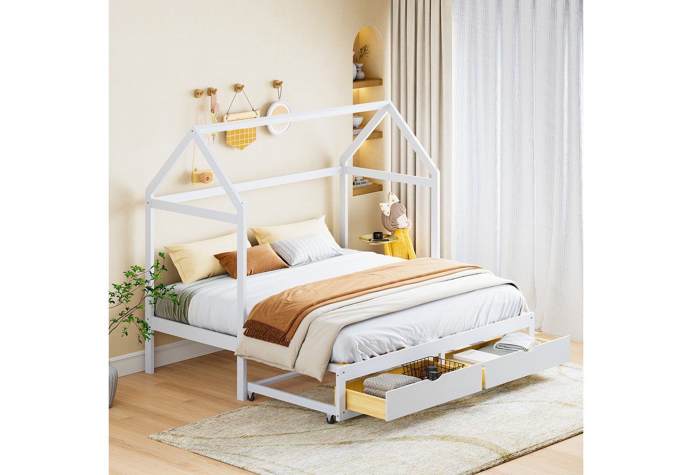 FUROKOY Kinderbett Ausziehbares Kinderbett 90/180 x 190 cm Polsterbett mit günstig online kaufen