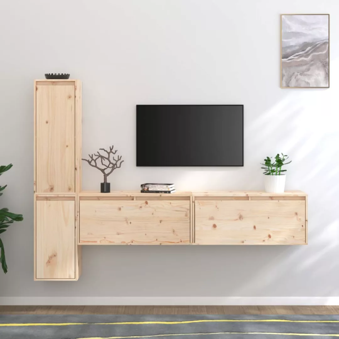 vidaXL TV-Schrank TV-Schränke 4 Stk Massivholz Kiefer Lowboard Lowboard günstig online kaufen