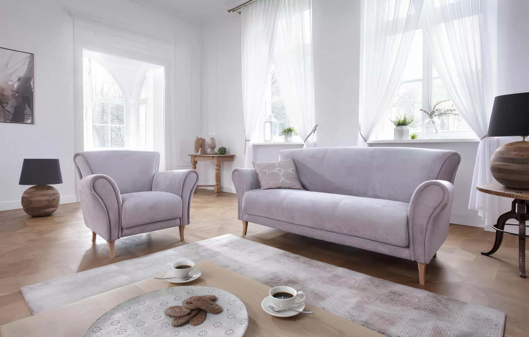 Xlmoebel Sofa Neue moderne Stoff-Sofa-Garnitur mit einem 3-Sitzer und zwei, günstig online kaufen