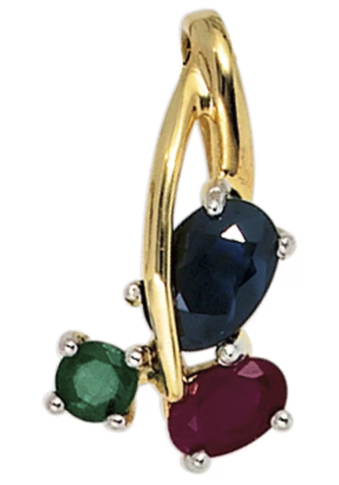 JOBO Kettenanhänger "Anhänger mit Rubin Safir Smaragd", 585 Gold bicolor günstig online kaufen
