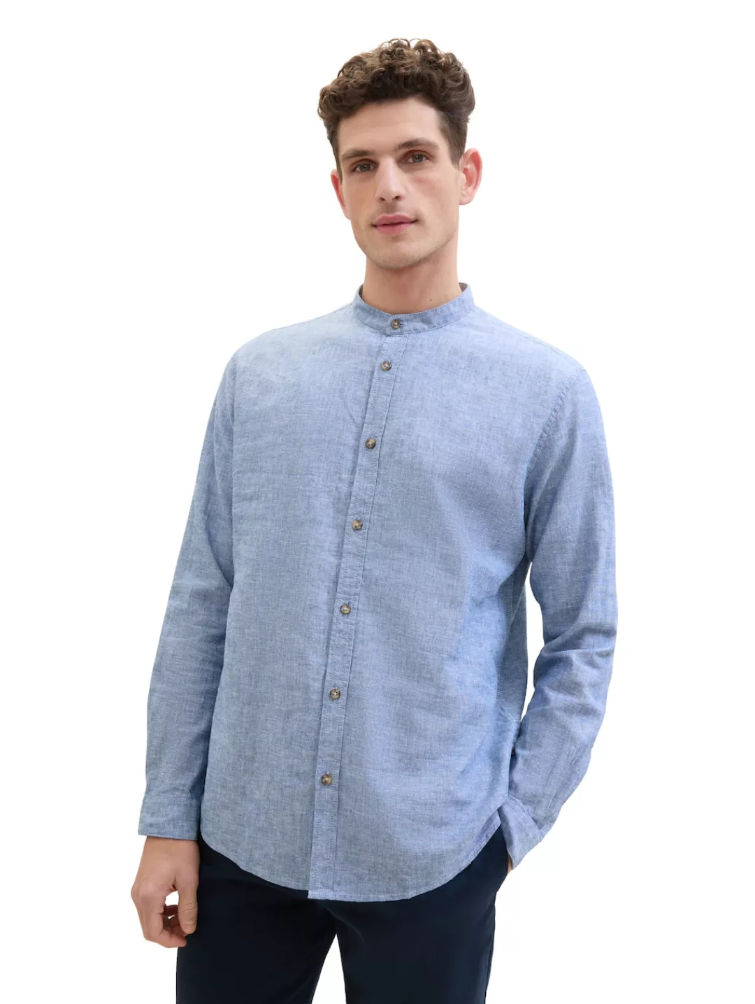 TOM TAILOR Langarmhemd, mit blauem Detail am Kragen günstig online kaufen