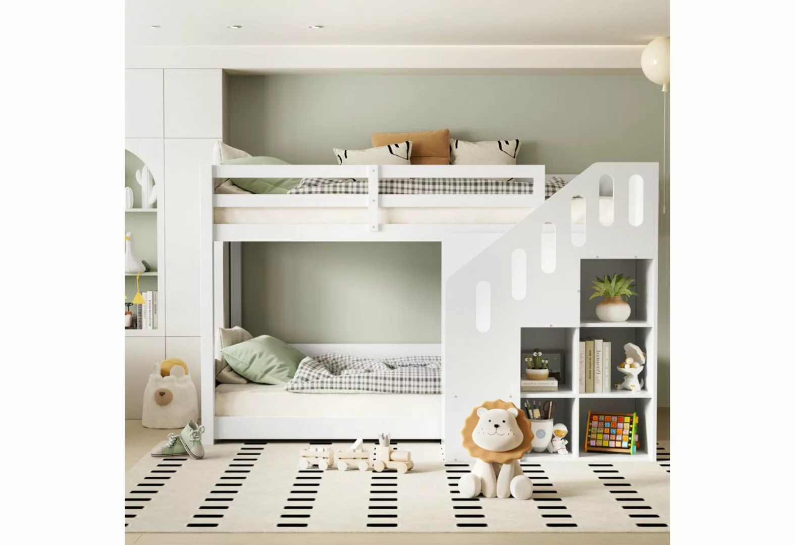 FUROKOY Etagenbett 90*200cm multifunktionales Kinderbett Mit Treppen und Sc günstig online kaufen