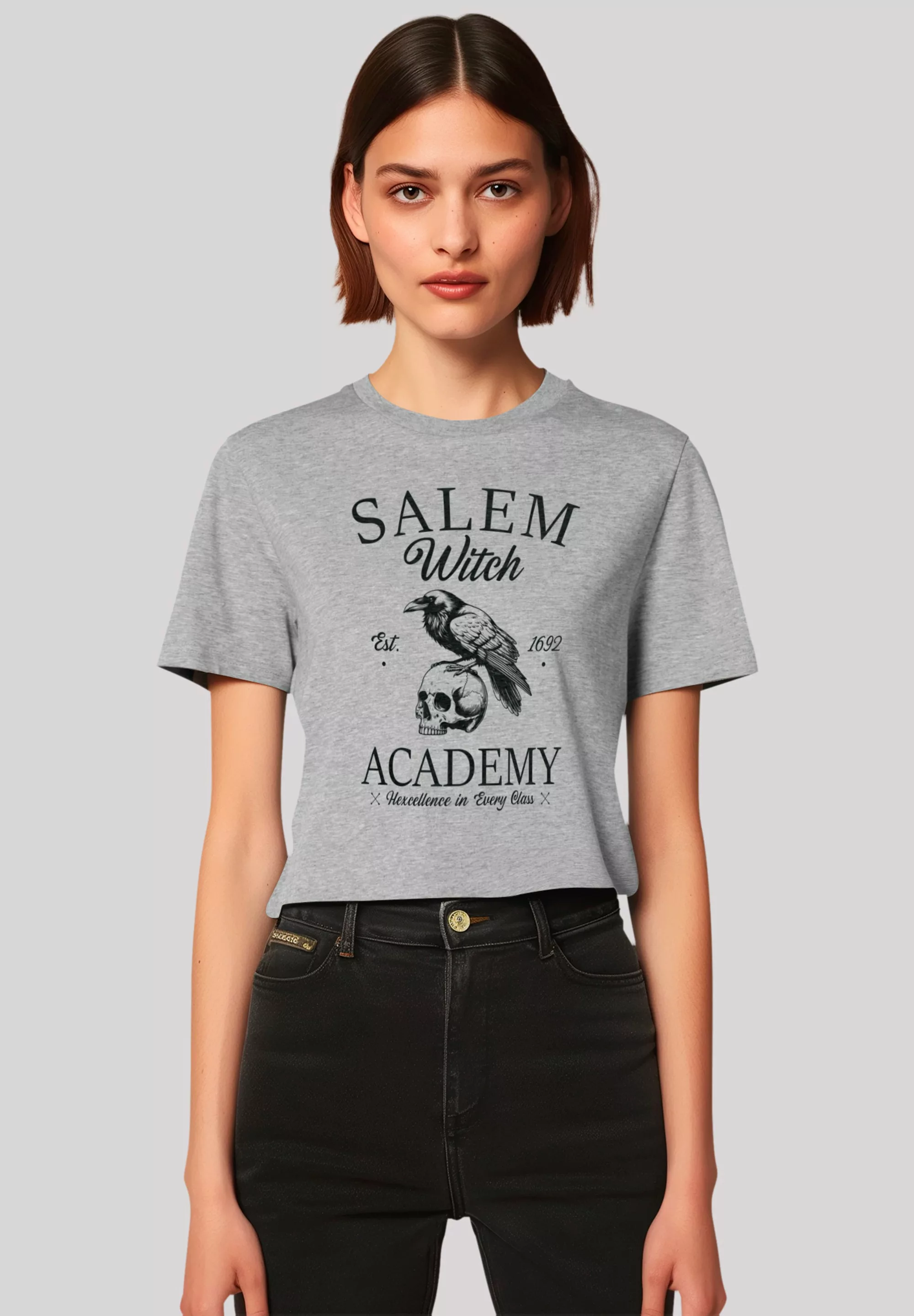 F4NT4STIC T-Shirt "Halloween University Salem witch crow skull", Premium Qu günstig online kaufen