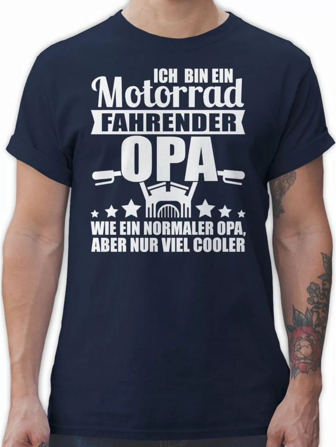 Shirtracer T-Shirt Ich bin ein Motorrad fahrender Opa! weiß Opa Geschenke günstig online kaufen