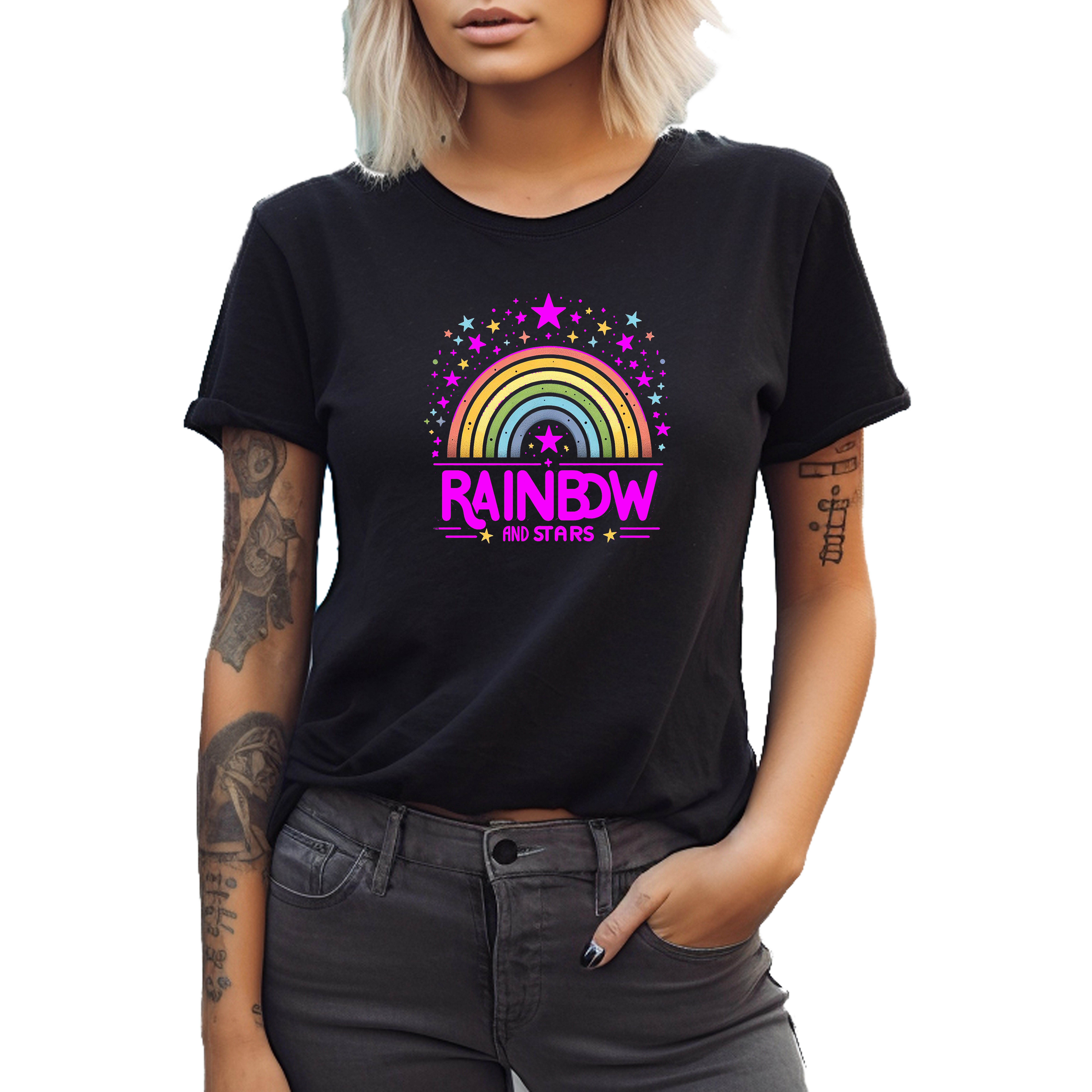 Banco T-Shirt Damen Kurzarm Rainbow Print günstig online kaufen