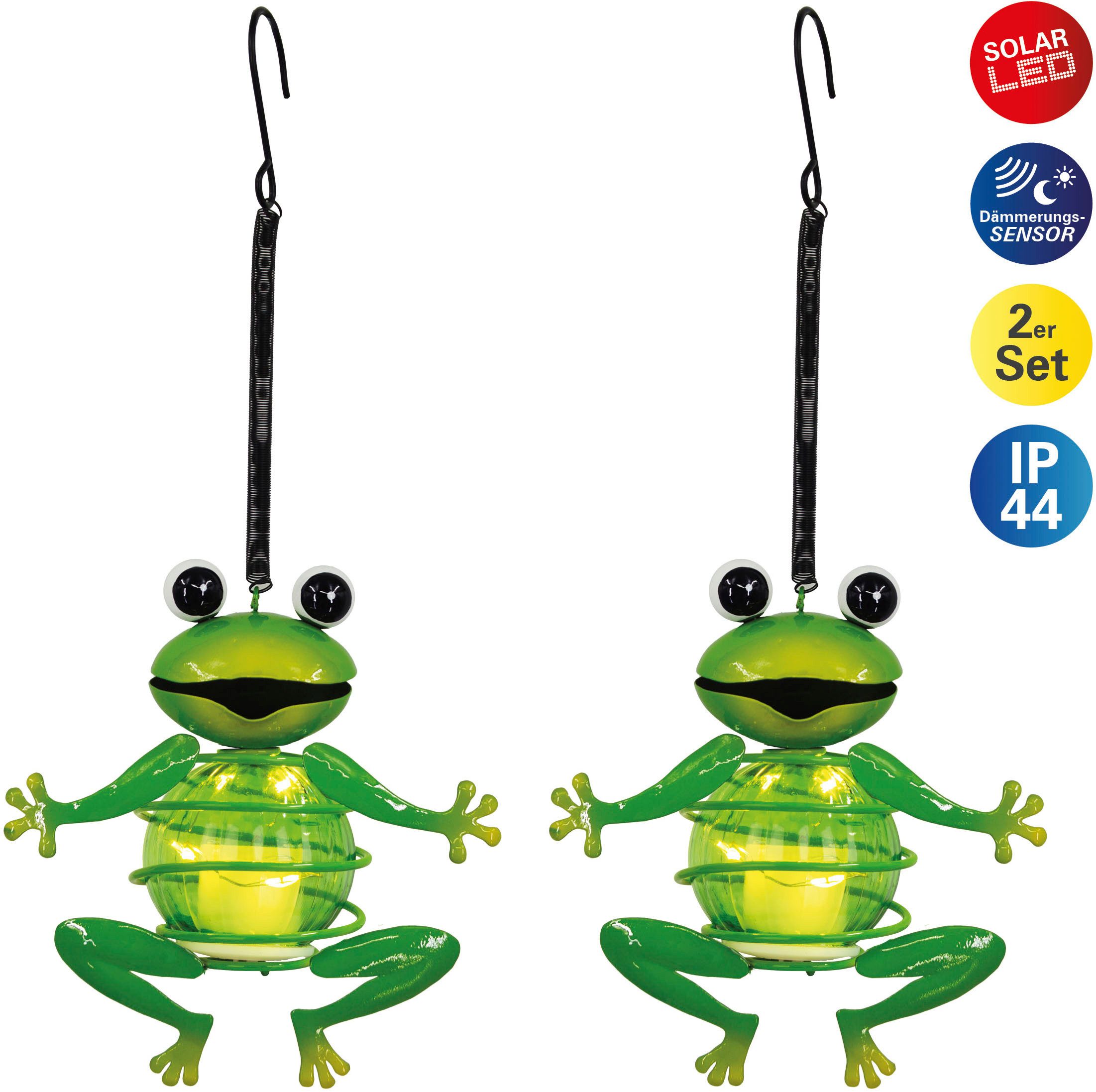 näve LED Solarleuchte "2er Set Solar-Deko-Hängeleuchte "FROSCH"", Inkl. Däm günstig online kaufen