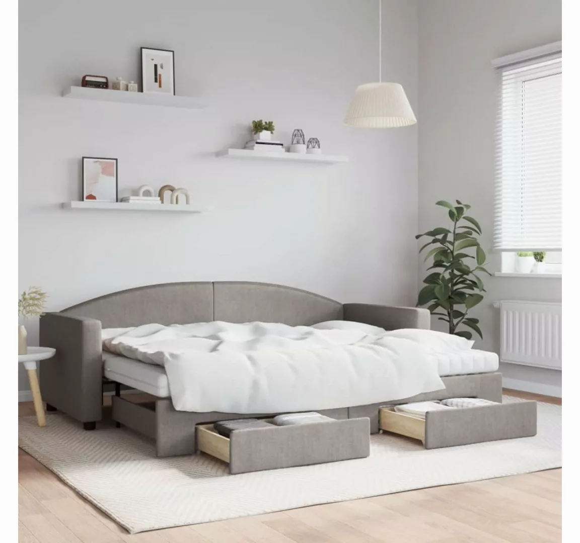 vidaXL Gästebett Gästebett Tagesbett Ausziehbar mit Schubladen Taupe 80x200 günstig online kaufen