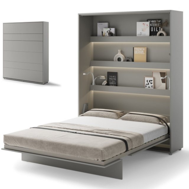 yourhouse24 Schrankbett Bed Concept Wandklappbett Vertikal Gästebett Grau 9 günstig online kaufen