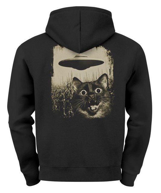 Neverless Hoodie Hoodie Backprint Herren UFO Katze Alien Rückenaufdruck Mot günstig online kaufen