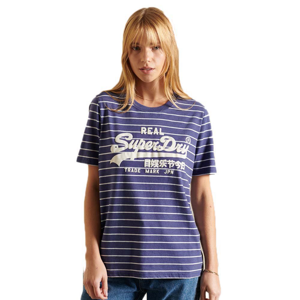 Superdry Vinage Logo Source Stripe T-shirt L Frontier Blue Marl günstig online kaufen